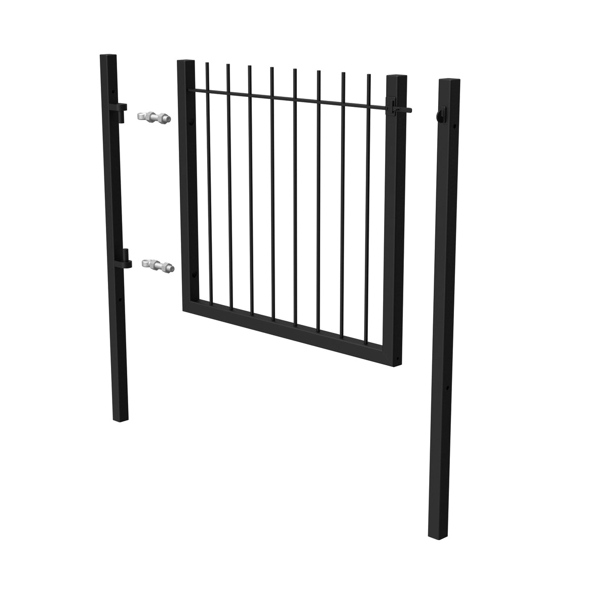 Vertical bar galvanised steel railing gate