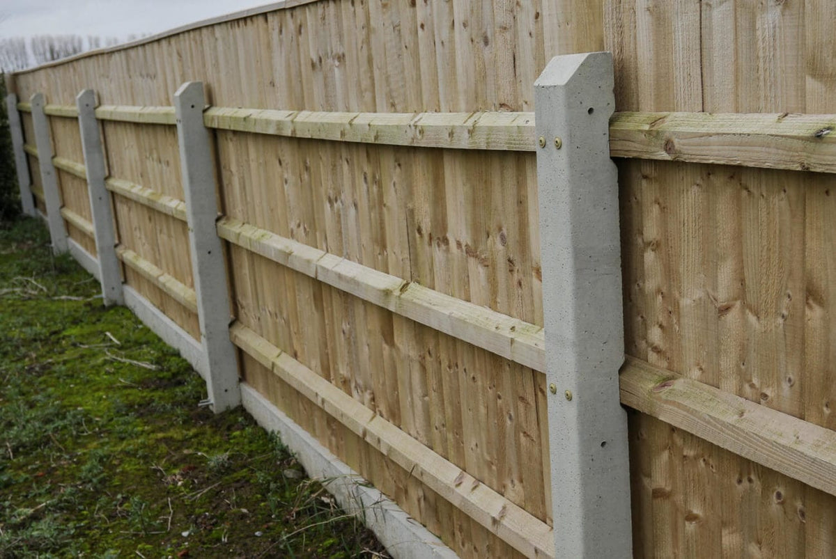 Recessed Concrete Fence Post with Timber Rails