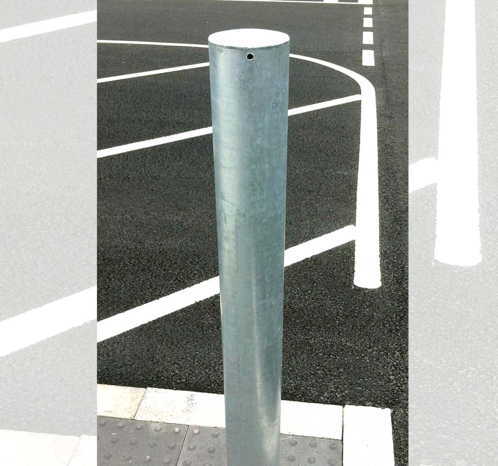 Stainless steel bollards installed in retail park