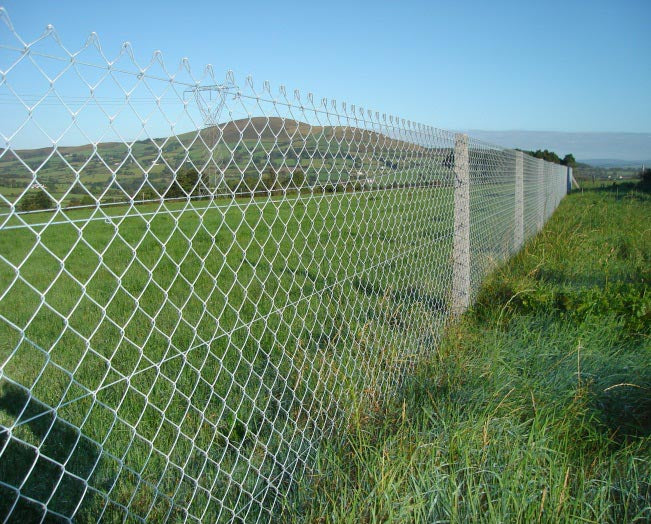 Concrete Posts with Chain Link Fencing Installed