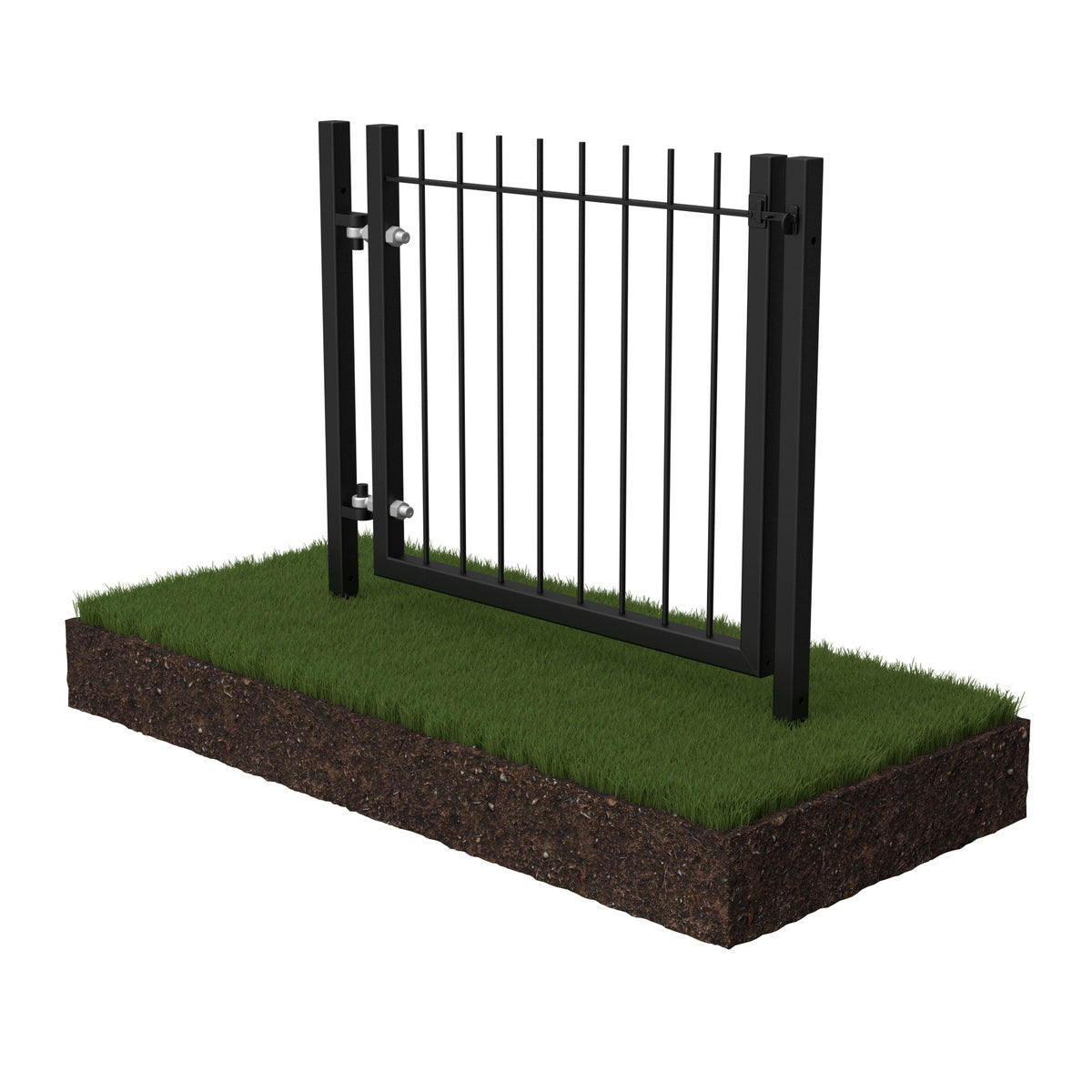 Vertical bar galvanised steel railing gate mockup