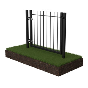 Vertical bar galvanised steel railing gate mockup